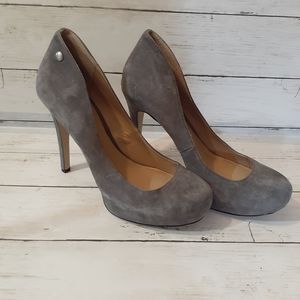 BCBGeneration Gray Suade Stiletto Heels Round Toe